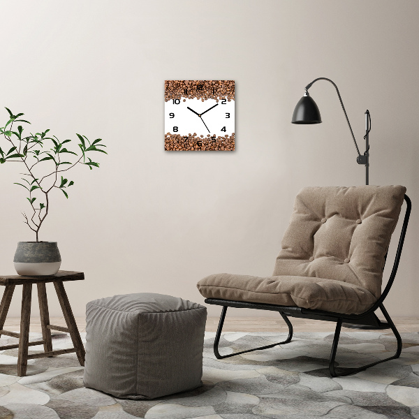 Vierkante glazen klok Koffiebonen