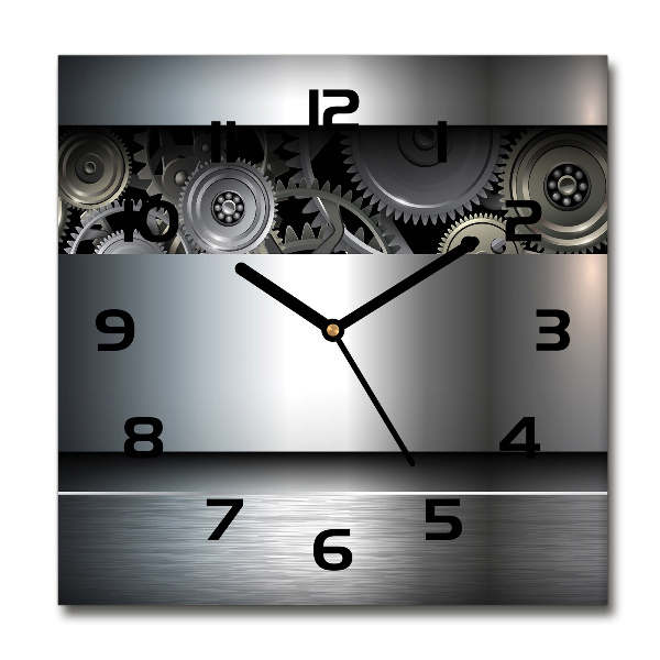 Vierkante glazen klok Tandwielen abstractie