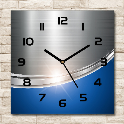 Vierkante glazen wandklok Metaalabstractie