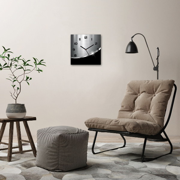 Vierkante glas klok Metaalabstractie