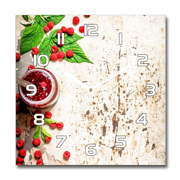 Vierkante glazen wandklok Frambozenjam