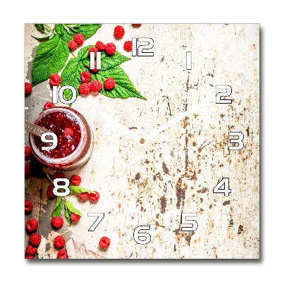 Vierkante glazen wandklok Frambozenjam