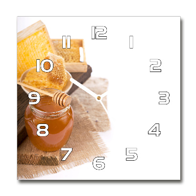 Vierkante glazen wandklok Honing