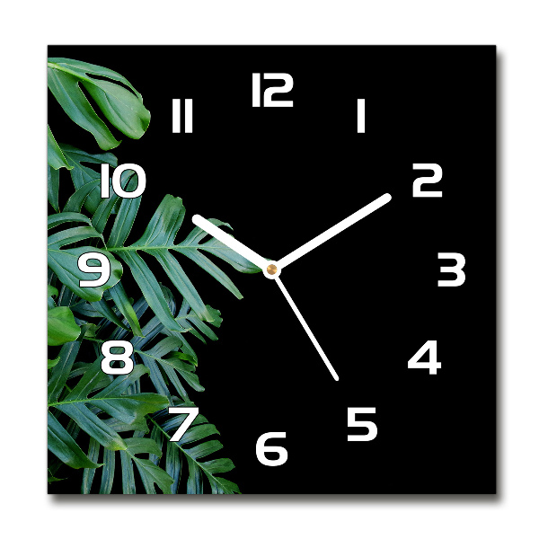 Vierkante glas klok Monstera