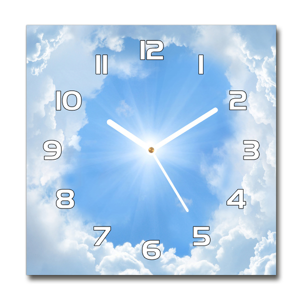 Vierkante glazen wandklok Wolken aan de hemel