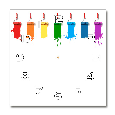 Vierkante glazen wandklok Verfrollers