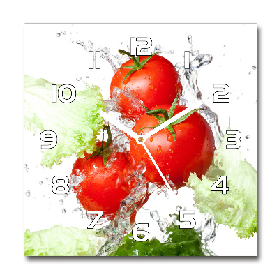 Vierkante glas klok Tomaten en sla