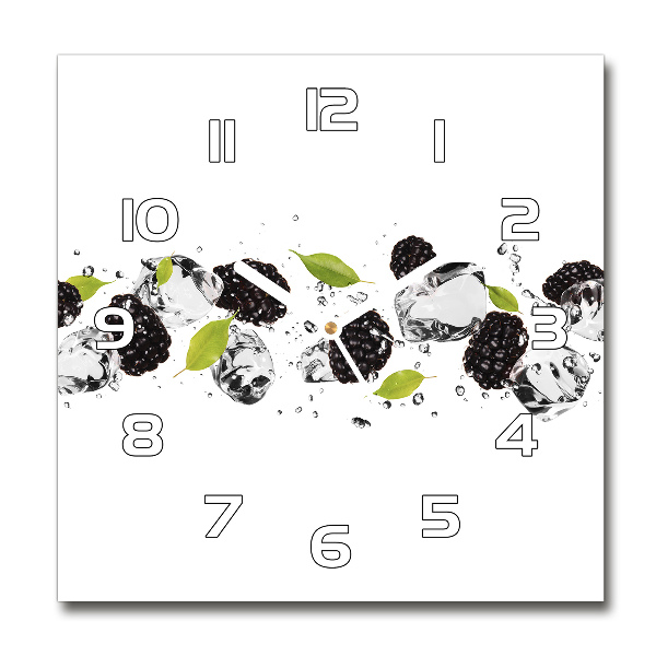 Vierkante glazen klok Kersen en water