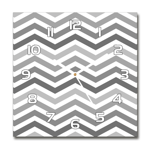 Vierkante glazen klok Grijze zigzaglijnen