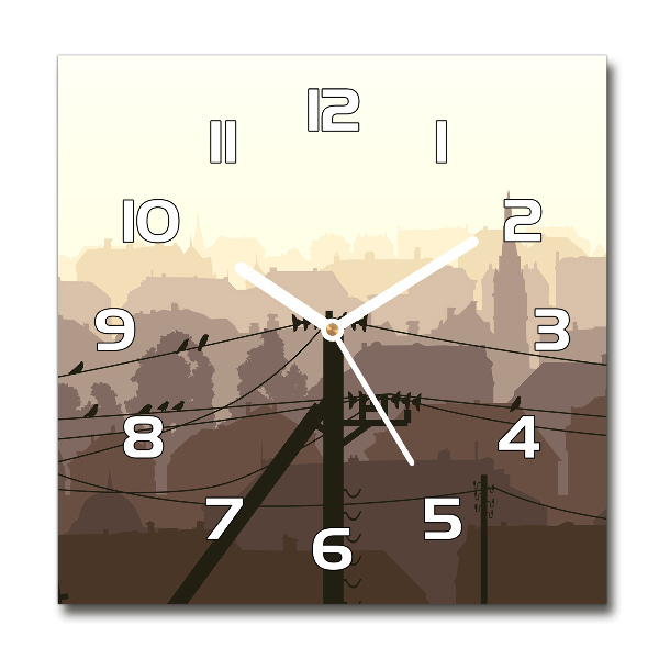 Vierkante glazen klok Stroomleiding van de stad