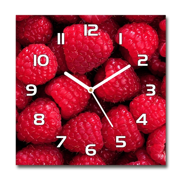 Vierkante glazen wandklok Frambozen