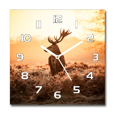 Vierkante glas klok Herten zonsopgang