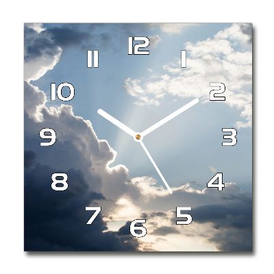 Vierkante glazen wandklok Wolken aan de hemel