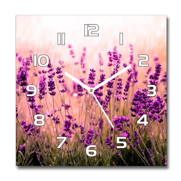 Vierkante glas klok Lavendel