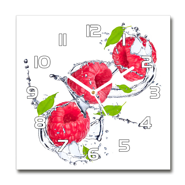 Vierkante glas klok Framboos en water