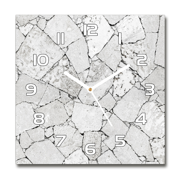 Vierkante glazen wandklok Stenen muur