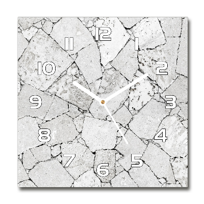 Vierkante glazen wandklok Stenen muur