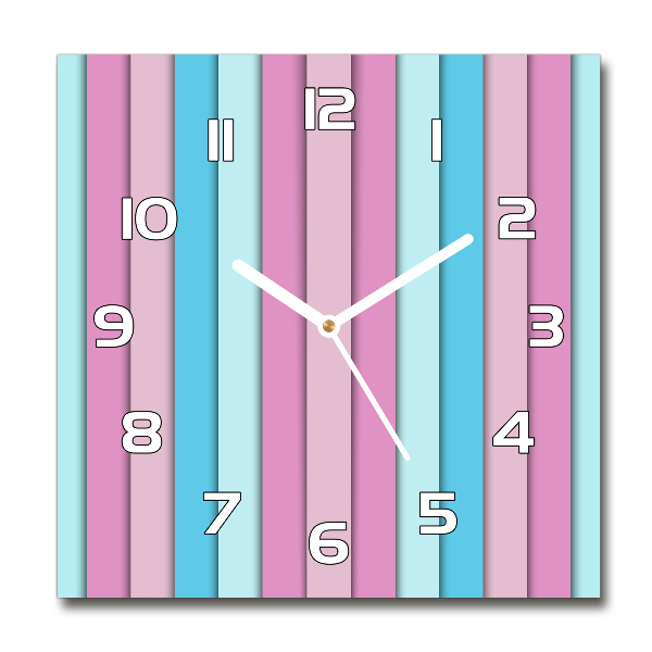 Vierkante glazen wandklok Kleurrijke strepen