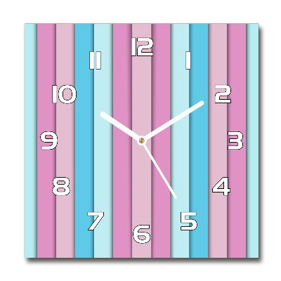 Vierkante glazen wandklok Kleurrijke strepen