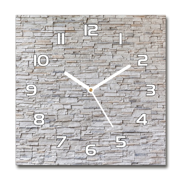 Vierkante glazen klok Stenen muur
