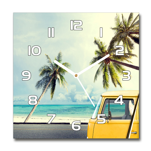 Vierkante glazen klok Van strand