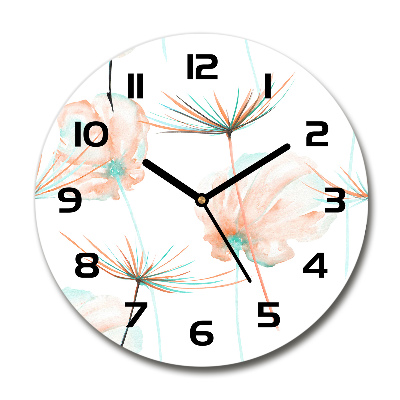 Ronde glazen wandklok Paardebloem