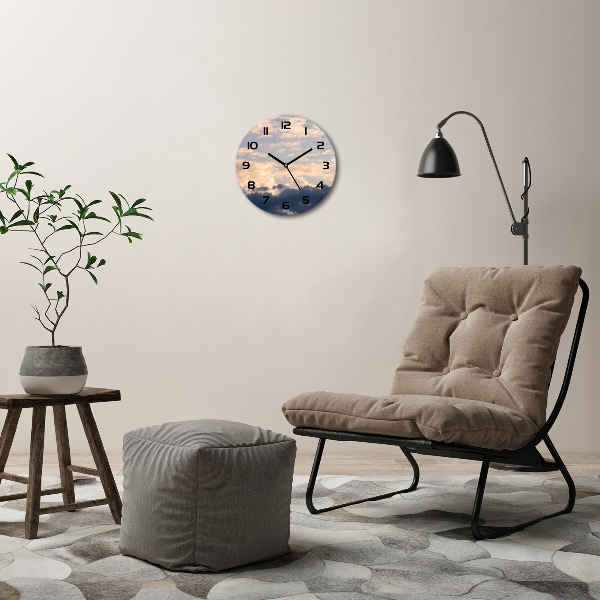 Ronde glazen klok Wolken aan de hemel