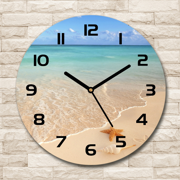 Ronde glas klok Zeesterren op het strand