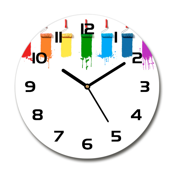 Ronde glazen wandklok Verfrollers