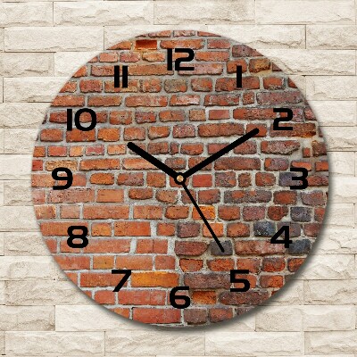 Ronde glazen wandklok Bakstenen muur