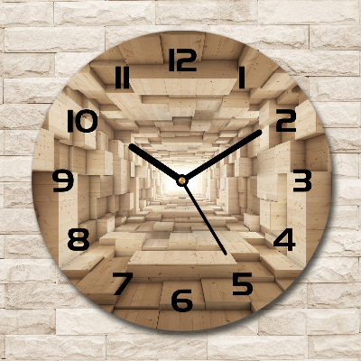 Ronde glas klok Houten tunnel