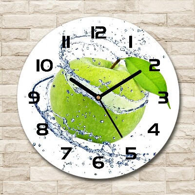 Ronde glas klok Groene appel