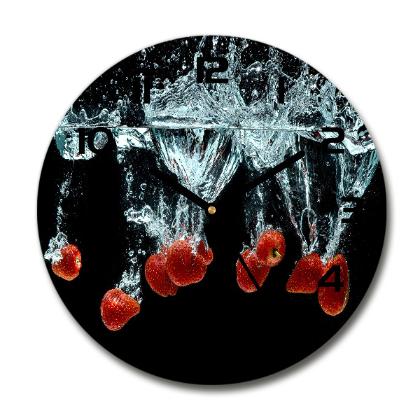 Ronde glas klok Aardbeien onder water