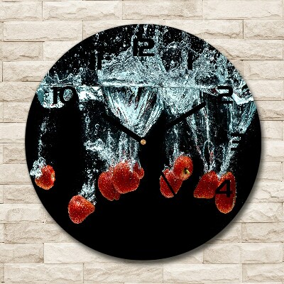 Ronde glas klok Aardbeien onder water