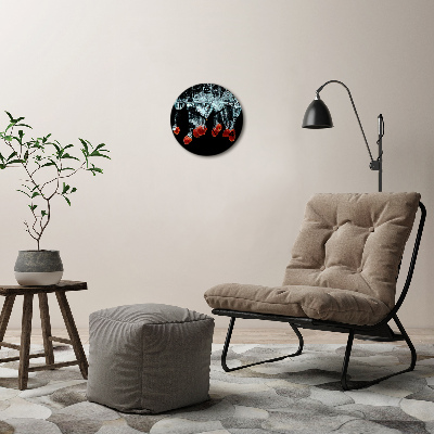 Ronde glas klok Aardbeien onder water