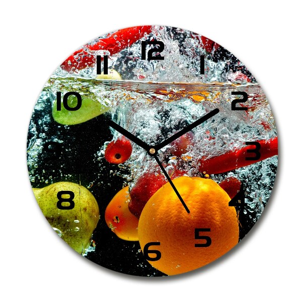 Ronde glazen klok Fruit onder water