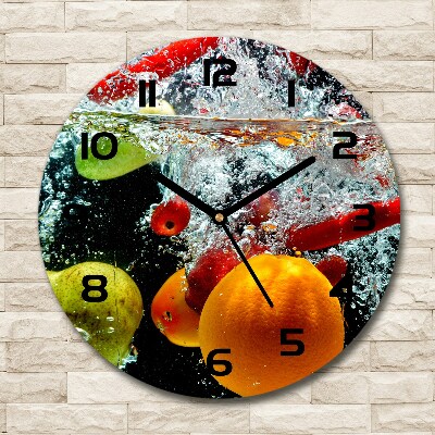 Ronde glazen klok Fruit onder water
