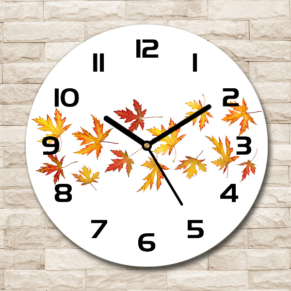 Ronde glas klok Herfstbladeren