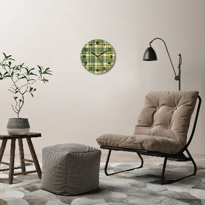 Ronde glas klok Groen geblokt