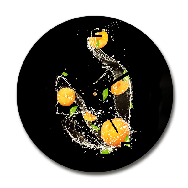 Ronde glas klok Abrikozen en water