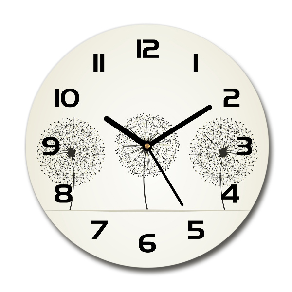 Ronde glazen wandklok Paardenbloemen
