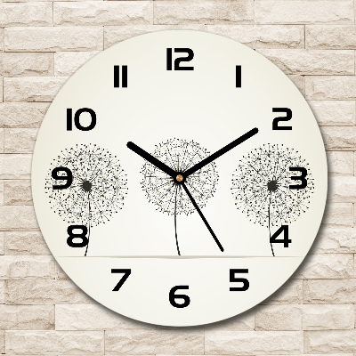 Ronde glazen wandklok Paardenbloemen