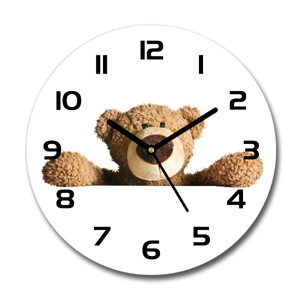 Ronde glas klok Teddybeer