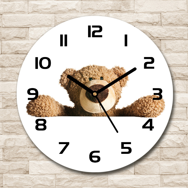 Ronde glas klok Teddybeer