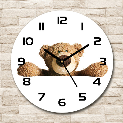 Ronde glas klok Teddybeer