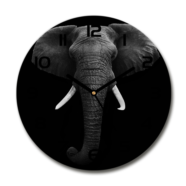 Ronde glazen klok Afrikaanse olifant