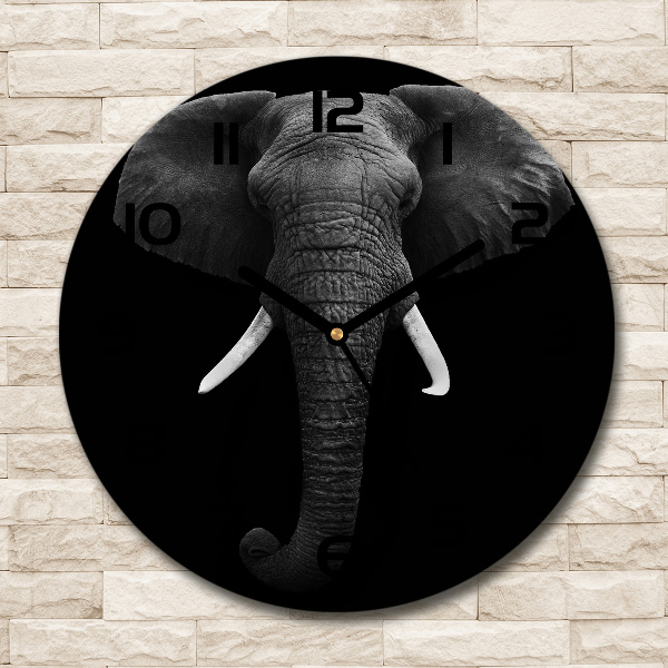Ronde glazen klok Afrikaanse olifant