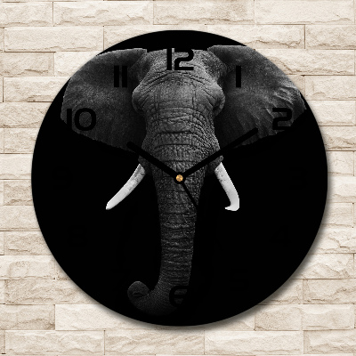 Ronde glazen klok Afrikaanse olifant