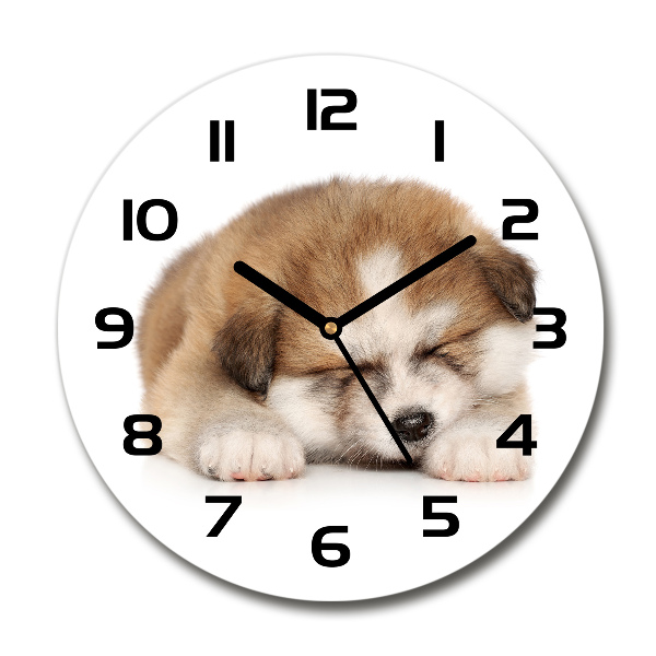 Ronde glazen klok Akita-puppy