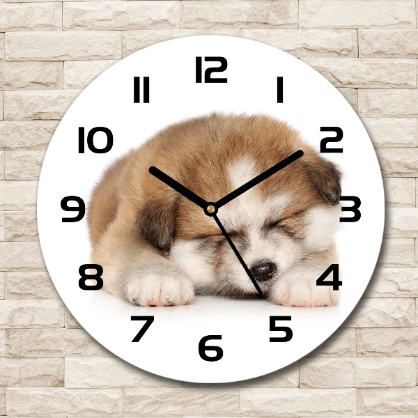 Ronde glazen klok Akita-puppy